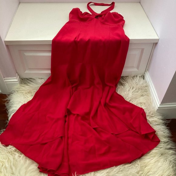 JILL JILL STUART TWIST NECK HIGH-LOW HALTER DRESS - Picture 4 of 9